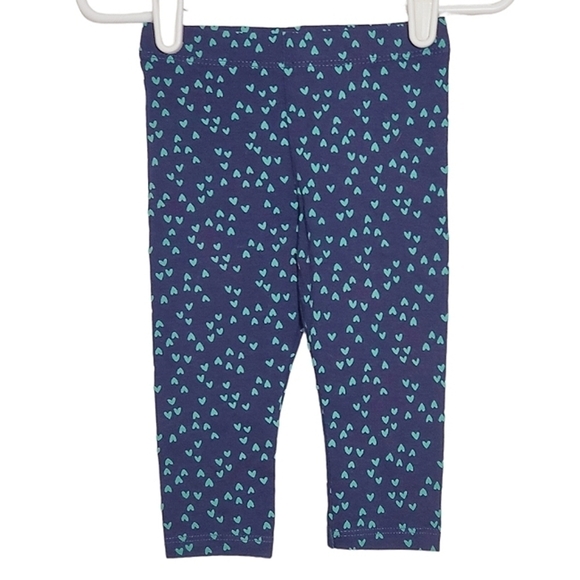 K1198 * Cat & Jack Girls Heart Print Leggings Blue Green Size 6/9M - Picture 1 of 6